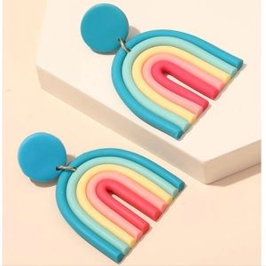 🌈 Adorable Colorful Boho Rainbow Clay Handmade Earrings